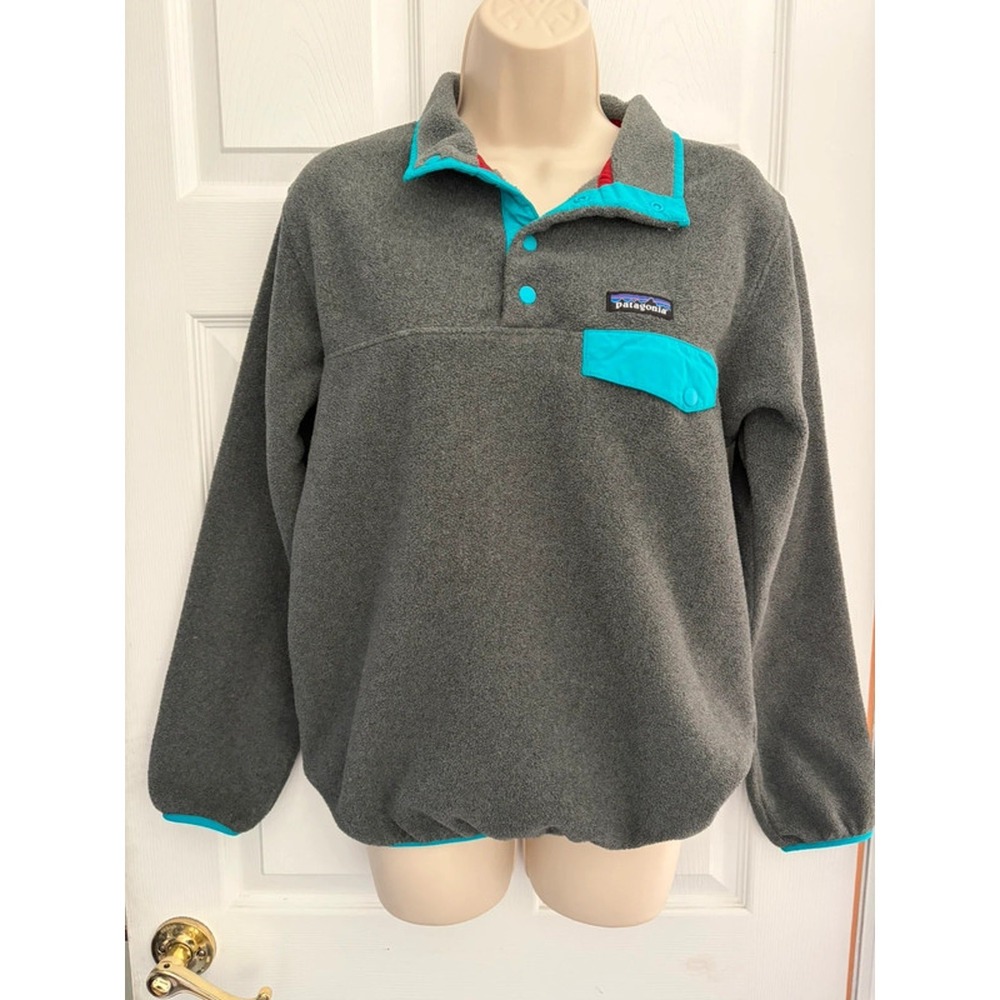 Patagonia Synchilla Snap T Fleece Pullover Gray Teal Small STY25455 Y2K